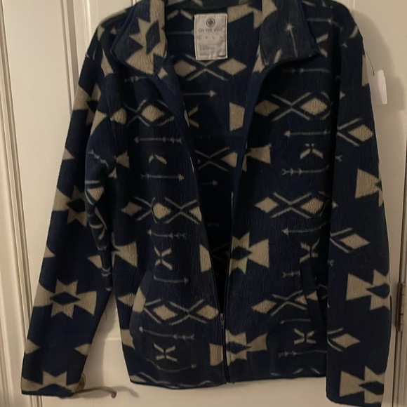 On the Bayas western/Aztec print Men’s Small‎ full zip pocket shacket navy&cream - Picture 6 of 7